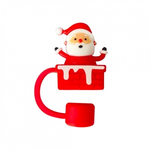 Offre Spéciale : Embouts de paille en silicone de Noël de 10 mm, personnalisables, vente en gros, accessoires pour boissons avec bouchon anti-poussière, réutilisables, idées cadeaux pour bars - Product Image 6