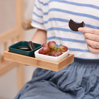Assiette à dîner rectangulaire en bois d'acacia, plateau de service en bois en bois pour fruits, collation, Dessert