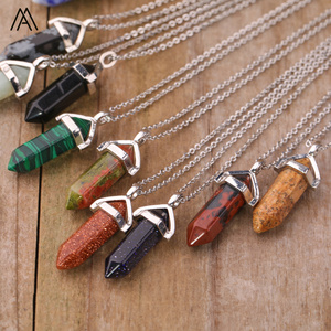 1 Zoll Natürlicher Echter Edelstein Doppelspitzen-Sechseck-Perlenanhänger Halskette im Boho-Stil für Damengeschenke - Product Image 6