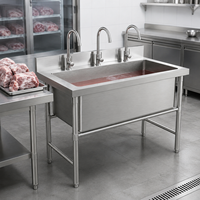 Évier de cuisine commercial en acier inoxydable moderne et économique 201304 pour la restauration rapide, avec bac de décongélation de viande