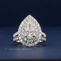 Bague de luxe en or blanc 14 carats avec pierre jaune fantaisie et accents de diamants de laboratoire taille poire, pour femme, idéale pour fiançailles ou mariages.