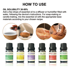 Aromaterapia personalizzata disponibile 100% oli essenziali naturali puri 10ml 6 bottiglie Set regalo Lavande citronella e olio di menta - Product Image 6