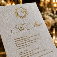 Cartes de menu de table de mariage personnalisées de luxe, lettres en feuille d'or et d'argent, style européen, personnalisables