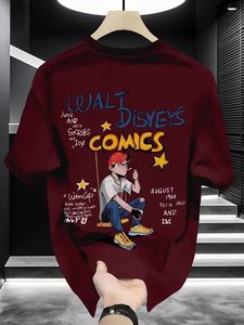 Wholesale Custom-made <strong>Men's</strong> Summer Short-sleeved <strong>T</strong>-<strong>shirts</strong>, 100% Cotton 260G Hip-hop Printed Round-neck Loose-fitting <strong>Men's</strong> <strong>Shirt</strong> - Product Image 3