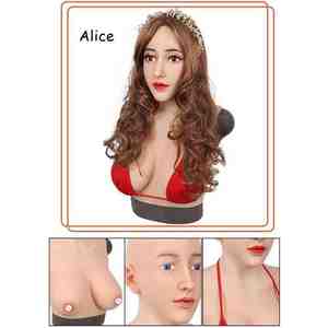 Accessoires de célébrité Internet femme Cosplay masque de tête en silicone complet avec couvre-chef de seins mâ<span class=keywords><strong>le</strong></span> à femelle pour déguisement de mascarade - Product Image 2