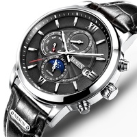 Montre mécanique automatique multifonctionnelle de haute qualité pour homme, étanche, ajourée, idéale pour les affaires et les loisirs, avec fonction veilleuse.
