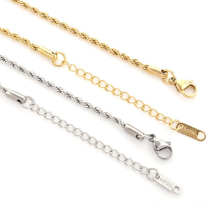 Collar de Cadena de Cuerda Trenzada de 2 y 2.5 mm, Acero Inoxidable, Chapado en Oro, con Cierre, Unisex, para Uso Diario - Product Image 1