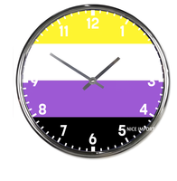 Horloges murales rondes arc-en-ciel lithosexuelles, horloge silencieuse classique sans tic-tac, fonctionnant sur piles, pour bureau, maison, salon