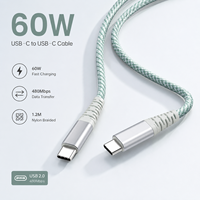 Câble USB-C vers USB-C PD 60W 1,2m 3A Charge Rapide USB 2.0 Câble de Données USB-C Tressé en Nylon pour Ordinateur Portable Smartphone Fournisseur OEM ODM