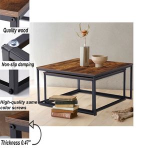 <span class=keywords><strong>Tavolini</strong></span> da Caffè Moderni in Legno Stile Rustico, Design Semplice, Gambe Nere Personalizzabili - Product Image 5