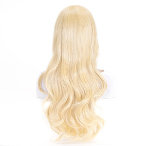 Venta al por mayor de pelucas de pelo sintético, pelucas de película Cosplay, pelucas de Bob largo Micro rizado, rubio claro, pelucas de películas - Product Image 3