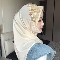 Nuevo Estilo Gorro Hijab Fácil de Poner con Visera, Diseño Princesa, Lentejuelas, Diadema Suave, Gorro Turbante para Mujeres Musulmanas
