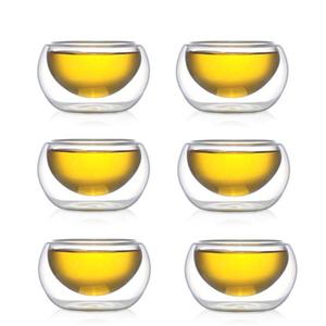 Tasses en verre isolées à <span class=keywords><strong>double</strong></span> <span class=keywords><strong>paroi</strong></span> <span class=keywords><strong>Verres</strong></span> à thé expresso résistants à la chaleur de 2oz avec logo personnalisé Cadeaux transparents pour boissons chaudes/froides - Product Image 1