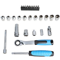 HTL 29PCS 패스 스루 코어 라쳇 소켓 세트 토크 렌치 자동차 수리 공구 스크루드라이버