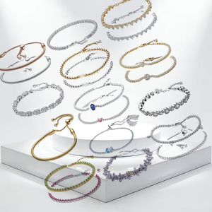 Novedad 2026 Pulsera de tenis deslizante de plata <span class=keywords><strong>925</strong></span> con forma de corazón, lazo brillante de moda y cadena de hueso de serpiente ajustable, joyería exquisita DIY con dijes - Product Image 2
