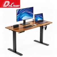 Bureau d'ordinateur électrique ergonomique moderne à hauteur réglable avec cadre de levage en métal robuste et plateau en bois