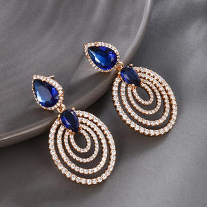 Collection de <span class=keywords><strong>boucles</strong></span> d'oreilles XUPING en gros, plaquées or, <span class=keywords><strong>multi</strong></span>-<span class=keywords><strong>anneaux</strong></span>, zircon bleu, <span class=keywords><strong>boucles</strong></span> d'oreilles pendantes pour femmes, bijoux de luxe <span class=keywords><strong>multi</strong></span>-styles - Product Image 1