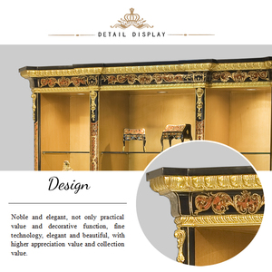 Yips LD-1203-0063 Duke Series Hoa Văn Lá Vàng Vẽ Tay Trên Nền Đỏ Và Đen Tủ Sách Thư Ký Kiểu Cổ - Product Image 4