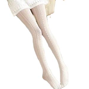 Collants collants en dentelle creuse pour filles à motifs tricotés personnalisés Vintage <span class=keywords><strong>Veet</strong></span> Lolita Chaussettes Blanc Noir - Product Image 1