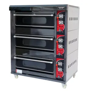 Heat Resistant Double Layer Toughened Glass Gas Oven 3 Decks 6 Trays for baking cupcakes & Bread & pizza (ARF-60H)