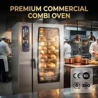 Horno Combinado Comercial de Acero Inoxidable - Vaporera Eléctrica y Cocina de Convección - Estación de Cocción de Alta Resistencia para Restaurantes
