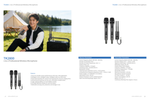 Micrófono inalámbrico portátil TK2800 para cantar al aire libre, transmisiones en vivo, entretenimiento personal - Product Image 2