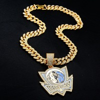 Colliers de championnat personnalisés en usine, style hip-hop, Dallas Mavericks, unisexe, chaîne cubaine tendance, bijoux