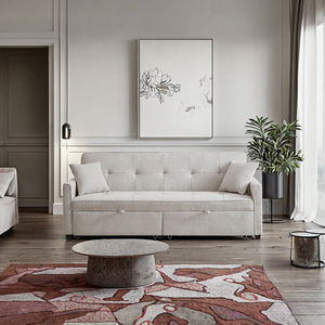 Canapé-<span class=keywords><strong>lit</strong></span> convertible moderne avec dossier inclinable, revêtement en tissu et structure en métal pour salon - Product Image 2