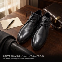 Chaussures Oxford en cuir de veau véritable pour hommes, confortables, résistantes aux chocs, à bout fermé, semelle en caoutchouc, à lacets, chaussures habillées formelles pour le bureau