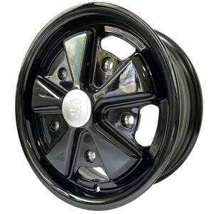 Rines Clásicos de Aleación de Aluminio Forjado de 5 Radios, Acabado Negro Brillante con Borde Pulido, 15-18 Pulgadas, Compatibles con Autos Clásicos como el <span class=keywords><strong>Beetle</strong></span> y el Mini - Product Image 1