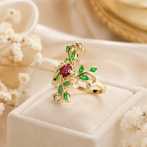 Anello a forma di fiore di foglia d'uva, accessori per l'uso quotidiano dal design vintage e alla moda - Product Image 4