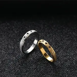 Stainless Steel Heart Sand Blasted Wedding Rings Couple Set Couple Engagement Ring Jewelry Simple Design No Fade Couple Ring