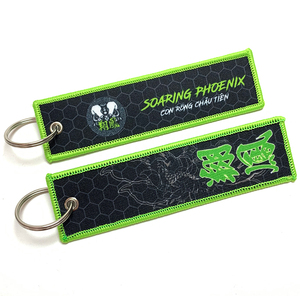 Cá nhân hoá Logo hai mặt dệt thêu Keychain tùy chỉnh thêu vải Móc Chìa Khóa máy bay phản lực <span class=keywords><strong>tag</strong></span> - Product Image 3