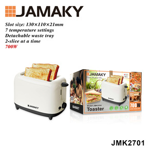 JAMAKY เครื่องปิ้งขนมปัง 700W 2 ชิ้น สีขาว ตัวจับเวลาแบบกลไก ปลั๊กมาตรฐานยุโรป - Product Image 1