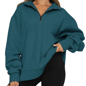 <b>Quarter</b> <b>Zip</b> Winter <b>Women's</b> Embroidery Printed Anti-Wrinkle Breathable Casual Oversized Fleece <b>Sweatshirt</b> Long Sleeve - Product Image 5