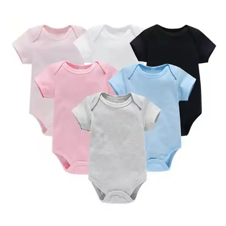 Hot selling cotton 3 to 6 months boys girl romper unisex-baby 5-pack solid bodysuits newborn baby clothing