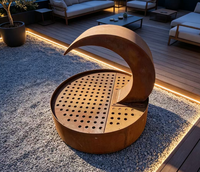 Fontaine d'eau en acier corten moderne pour jardin extérieur, résistante au feu et à l'eau, écologique et durable, 110-230V