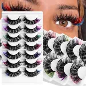 Wholesale Natural Fake Vegan 3D 5D Silk Lashes Synthetic eyelashes D curl Eyelash Extensions Vendor False Full Strip Eyelashes