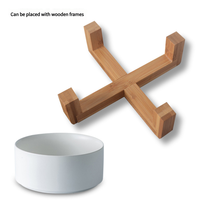 Fournitures pour animaux de compagnie Bol pour animaux de compagnie surélevé en céramique pour chiot avec support en bois Double bols pour animaux de compagnie blancs antidérapants pour chien et chat