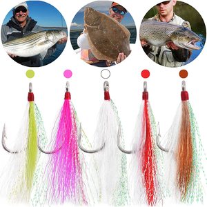 Colores personalizados rojo Bucktail Teasers Señuelos de Pesca de agua salada Fluke Rig anzuelos de pesca Mylar <span class=keywords><strong>Flash</strong></span> Bucktail Teasers <span class=keywords><strong>B10</strong></span> - Product Image 6