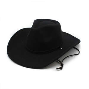 Sombrero de vaquero con logotipo estampado <span class=keywords><strong>Invierno</strong></span> Nuevo diseño Sombreros Fedora Mujeres Venta al por mayor <span class=keywords><strong>2023</strong></span> Sombreros de vaquero para hombre con cuerda cortavientos - Product Image 3