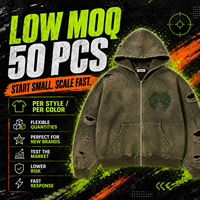 Vente en gros de sweats à capuche zippés personnalisés, effet délavé, avec graphiques en strass, coupe oversize, style streetwear, pour marques de créateurs