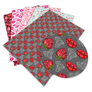 玫瑰红吻圣情人节唇印人造革卷织物聚氨酯乙烯基制作你自己的手提包