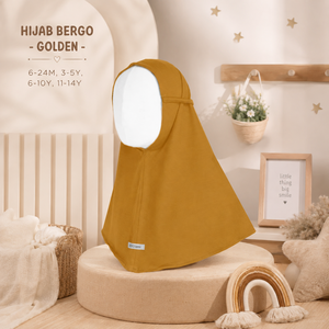 Hijab BOHOPANNA Golden Bergo pour filles, couleur unie, tenue modeste quotidienne, tissu en coton, toutes saisons, 6-24 mois, 3-5 ans, 6-10 ans, 11-14 ans - Product Image 4