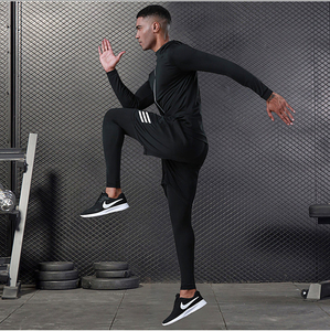 Set 7 Pezzi <span class=keywords><strong>Abbigliamento</strong></span> Sportivo da <span class=keywords><strong>Uomo</strong></span> con Logo Personalizzato, Giacca, Felpa, Maglietta Compressiva ad Asciugatura Rapida, Leggings, <span class=keywords><strong>Abbigliamento</strong></span> Fitness di Alta Qualità - Product Image 2