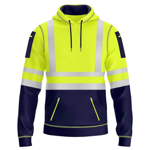 Safety Workwear High Visibility ANSI Class 2 <b>Reflective</b> Logo Cotton Hoodie Sweatshirt for <b>Men</b> Warmer Security Uniform <b>Jacket</b> - Product Image 1
