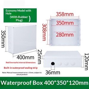 400x350x120mm IP65 <b>Waterproof</b> Junction <b>Box</b> ABS Plastic Pre-drilled 16 Holes with Rubber Plugs Built-in Sealing Strip Outdoor - Product Image 1
