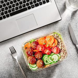 Contenants multifonctionnels pour la préparation des repas, contenants alimentaires en verre sans BPA, boîte à lunch étanche avec couvercle au design innovant - Product Image 5