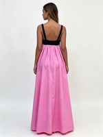 Robe longue plissée élégante pour femme, bicolore, à bretelles spaghetti, style bustier, ample, pour soirée et cérémonie