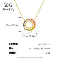 Collier pendentif ZG en forme de soleil arc-en-ciel coloré, avec pavé de zircones étincelantes, bijou circulaire éclatant pour femme